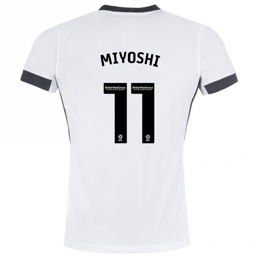 Hombre Fútbol Camiseta Koji Miyoshi #11 Blanco Negro 2ª Equipación 2024/25 Perú