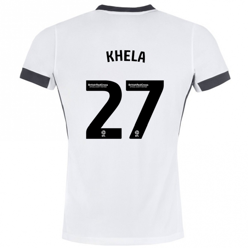 Hombre Fútbol Camiseta Brandon Khela #27 Blanco Negro 2ª Equipación 2024/25 Perú