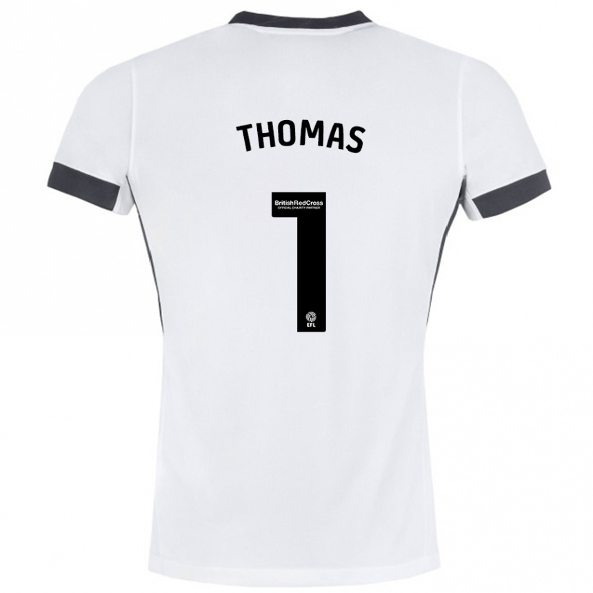 Hombre Fútbol Camiseta Lucy Thomas #1 Blanco Negro 2ª Equipación 2024/25 Perú