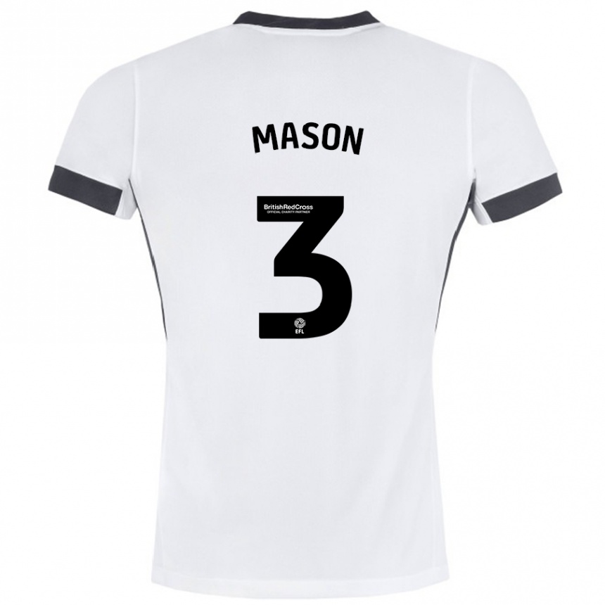 Hombre Fútbol Camiseta Ellie Mason #3 Blanco Negro 2ª Equipación 2024/25 Perú