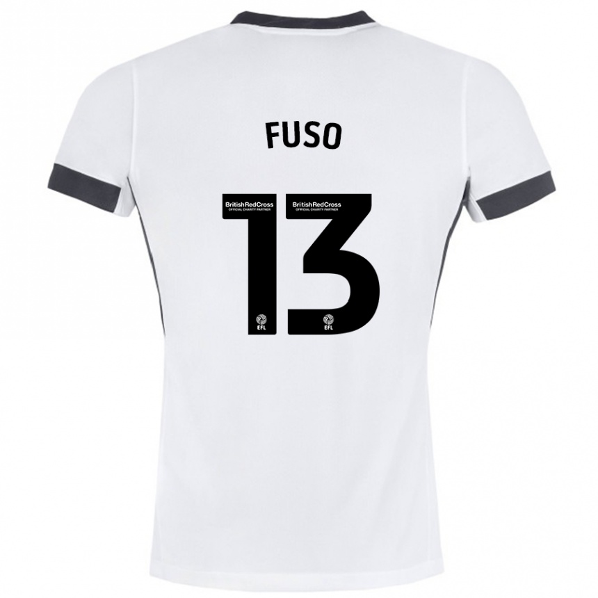 Hombre Fútbol Camiseta Ivana Fuso #13 Blanco Negro 2ª Equipación 2024/25 Perú