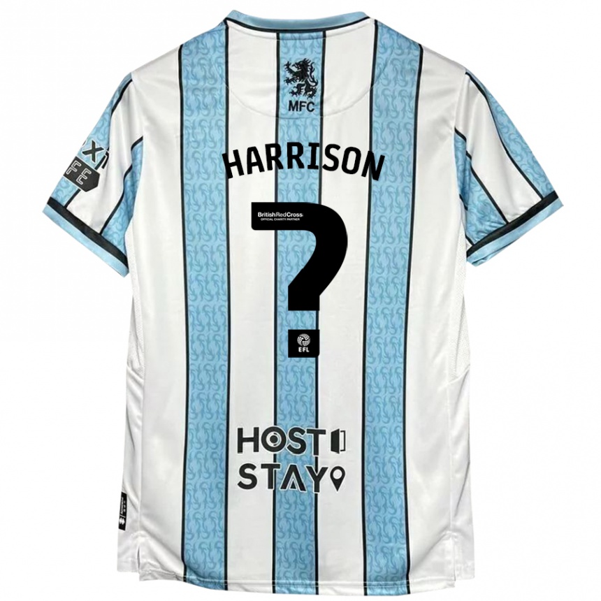 Hombre Fútbol Camiseta Lucas Harrison #0 Blanco Azul 2ª Equipación 2024/25 Perú