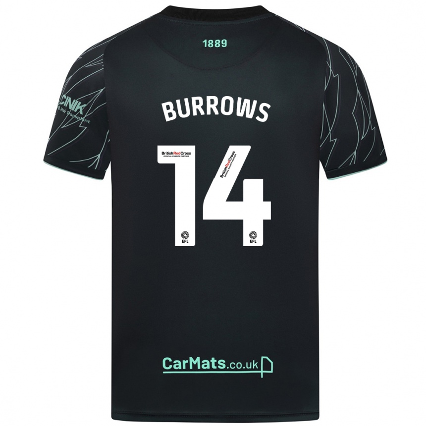 Hombre Fútbol Camiseta Harrison Burrows #14 Negro Verde 2ª Equipación 2024/25 Perú