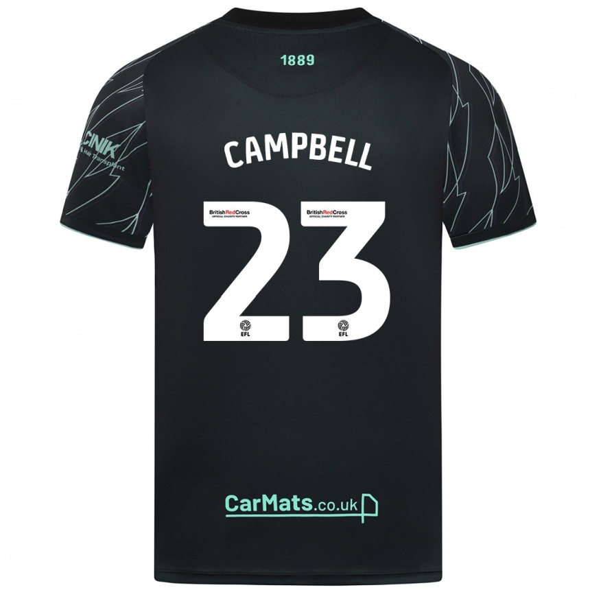 Hombre Fútbol Camiseta Tyrese Campbell #23 Negro Verde 2ª Equipación 2024/25 Perú