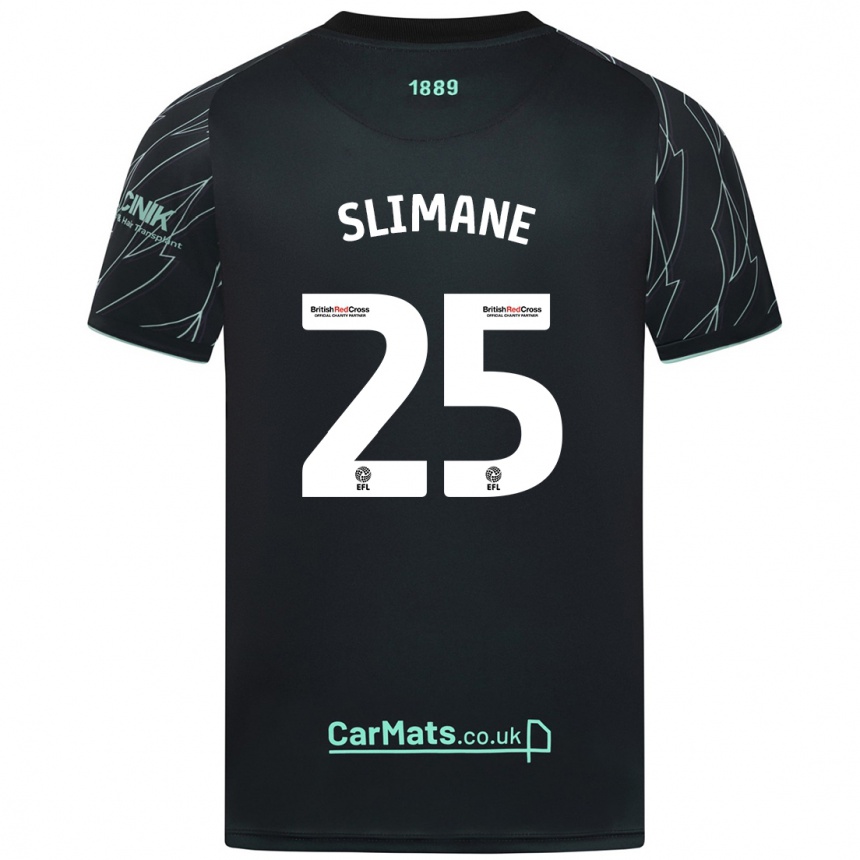 Hombre Fútbol Camiseta Anis Slimane #25 Negro Verde 2ª Equipación 2024/25 Perú