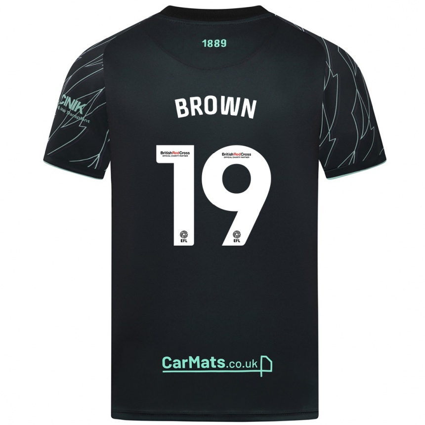 Hombre Fútbol Camiseta Alanta Brown #19 Negro Verde 2ª Equipación 2024/25 Perú