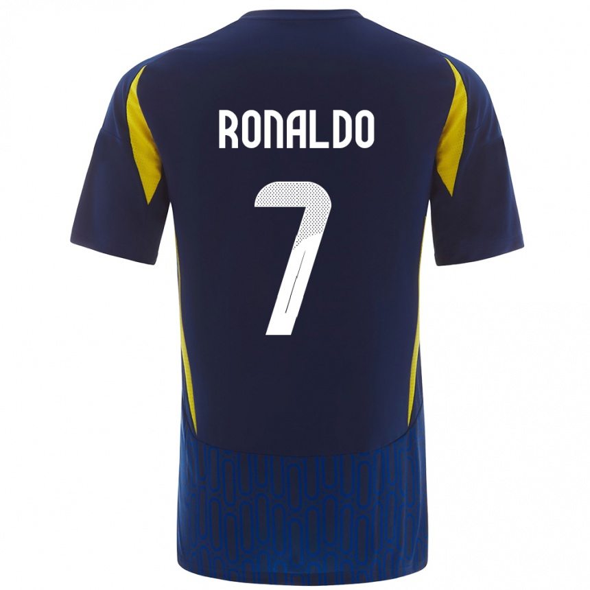 Hombre Fútbol Camiseta Cristiano Ronaldo #7 Azul Amarillo 2ª Equipación 2024/25 Perú