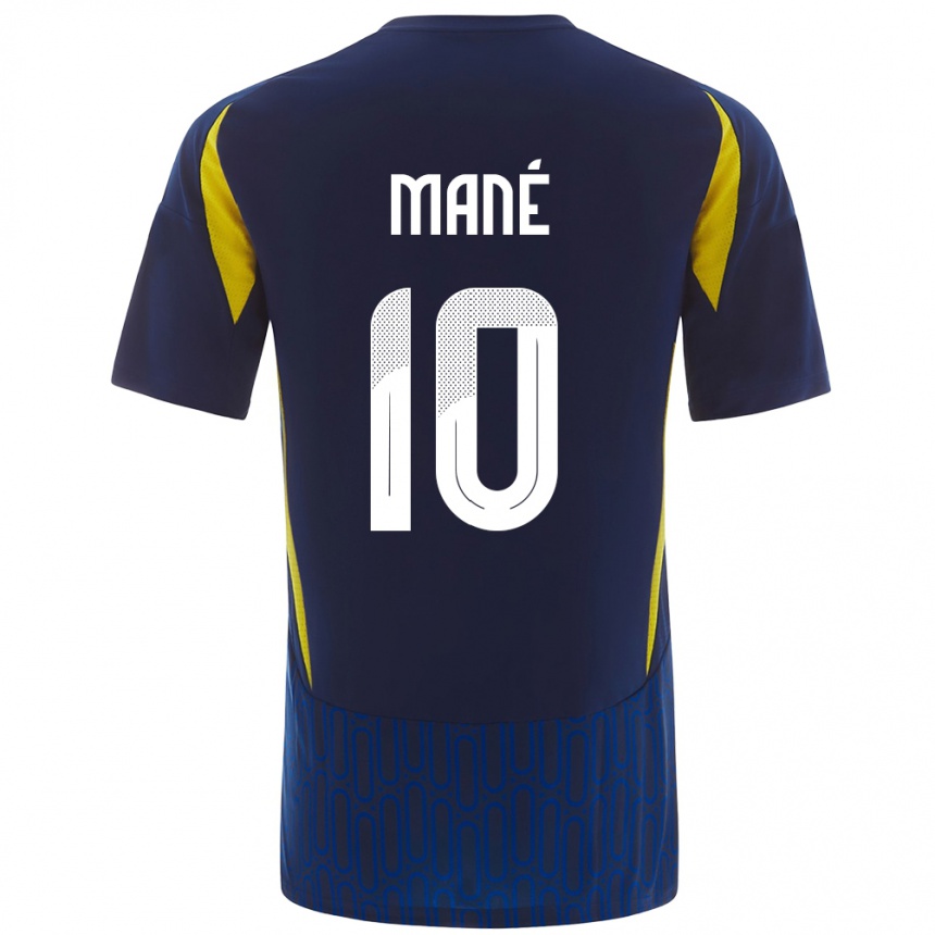 Hombre Fútbol Camiseta Sadio Mane #10 Azul Amarillo 2ª Equipación 2024/25 Perú