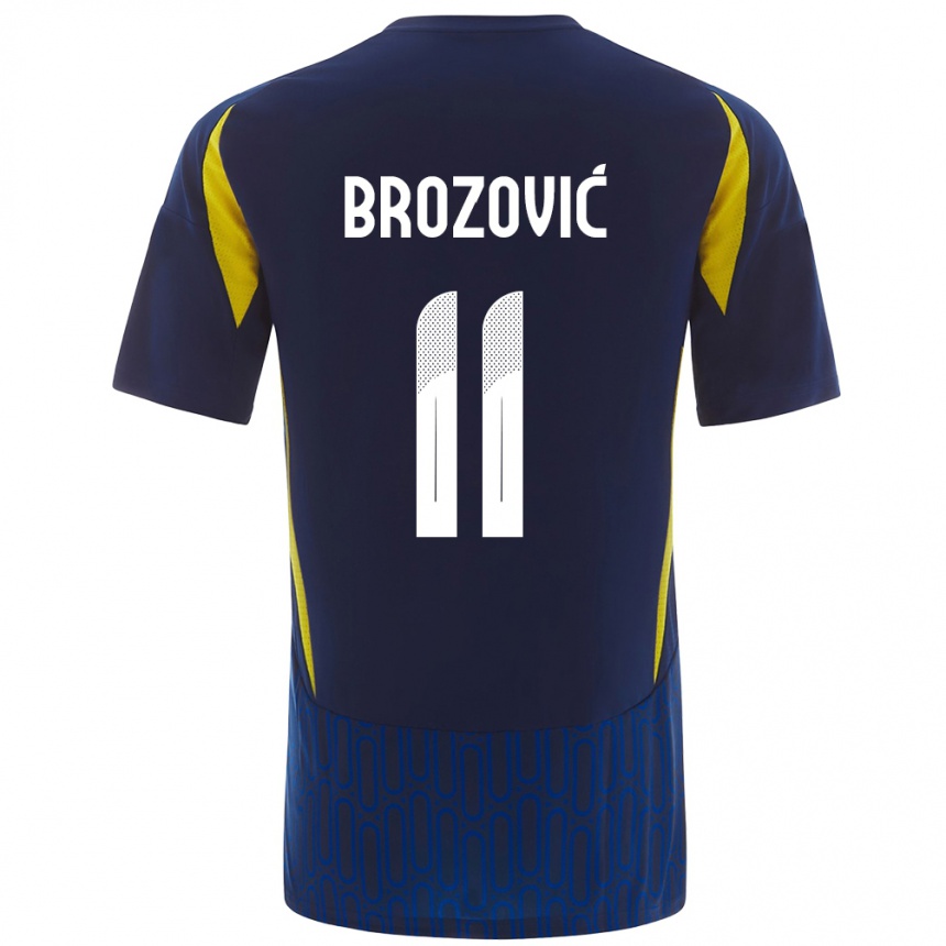 Hombre Fútbol Camiseta Marcelo Brozovic #11 Azul Amarillo 2ª Equipación 2024/25 Perú