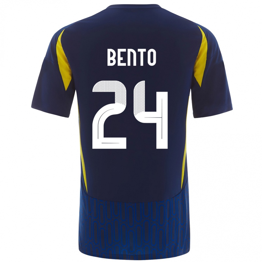 Hombre Fútbol Camiseta Bento #24 Azul Amarillo 2ª Equipación 2024/25 Perú