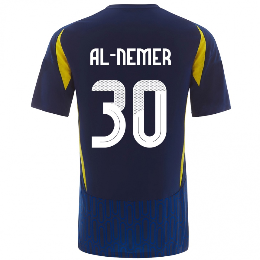 Hombre Fútbol Camiseta Meshari Al-Nemer #30 Azul Amarillo 2ª Equipación 2024/25 Perú