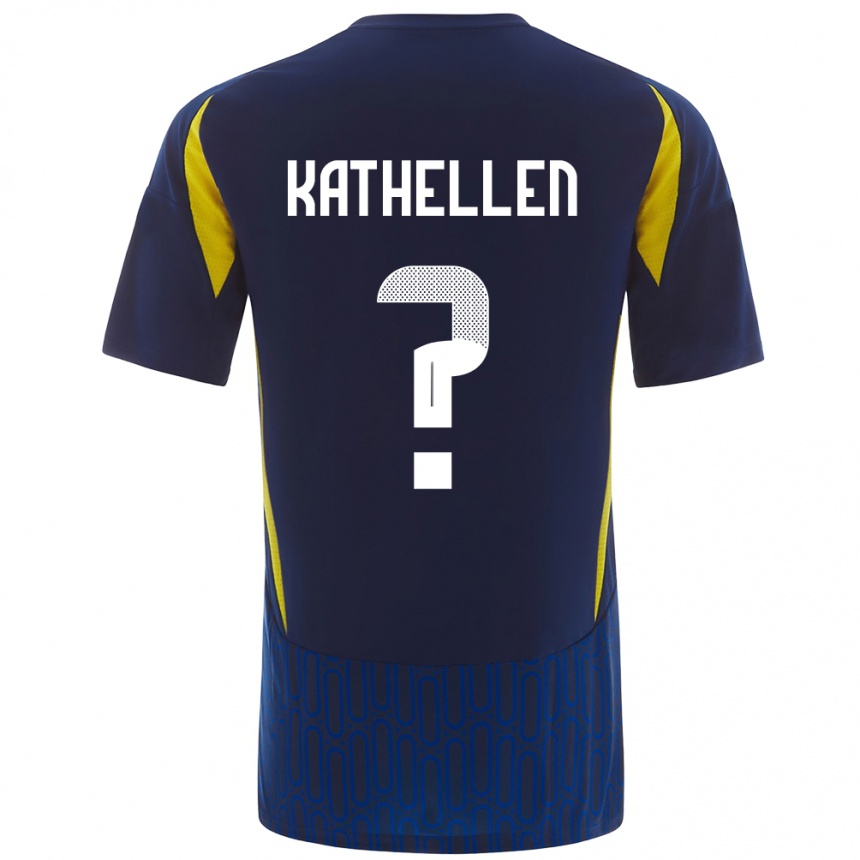 Hombre Fútbol Camiseta Kathellen #0 Azul Amarillo 2ª Equipación 2024/25 Perú