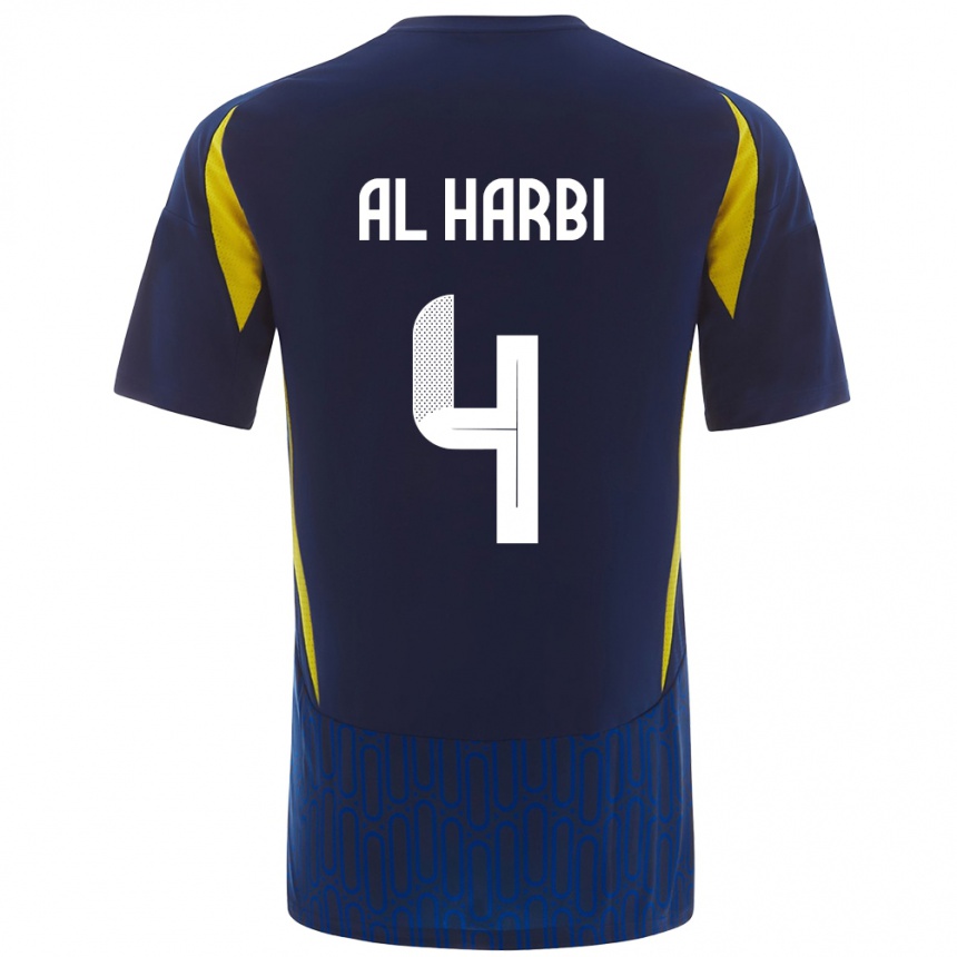 Hombre Fútbol Camiseta Fay Al-Harbi #4 Azul Amarillo 2ª Equipación 2024/25 Perú