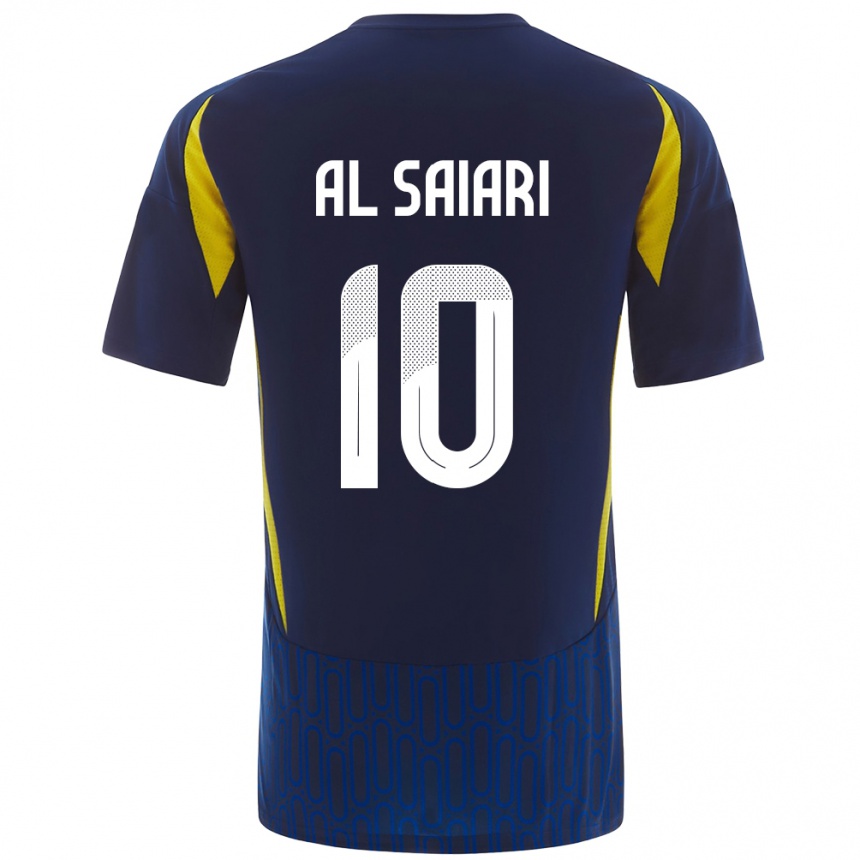 Hombre Fútbol Camiseta Mubarkh Al-Saiari #10 Azul Amarillo 2ª Equipación 2024/25 Perú