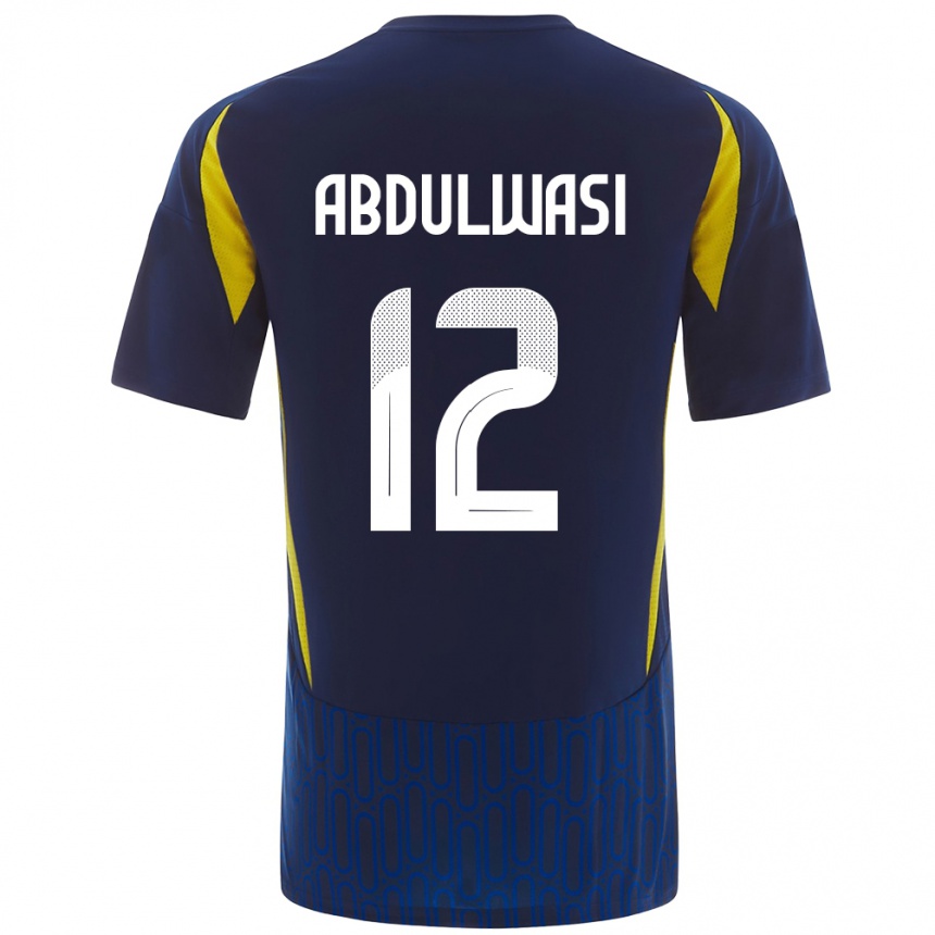 Hombre Fútbol Camiseta Dalal Abdulwasi #12 Azul Amarillo 2ª Equipación 2024/25 Perú