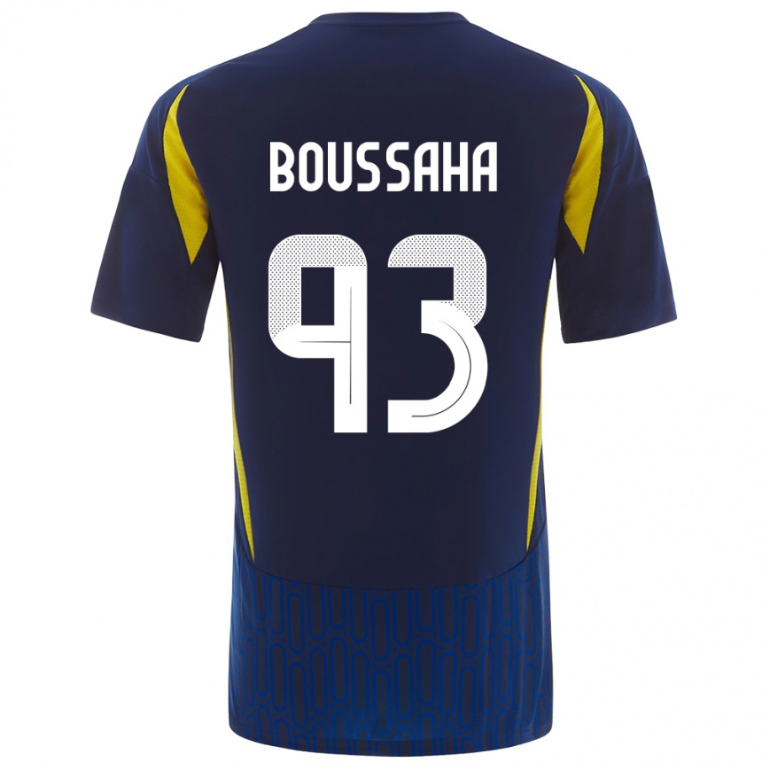 Hombre Fútbol Camiseta Lina Boussaha #93 Azul Amarillo 2ª Equipación 2024/25 Perú