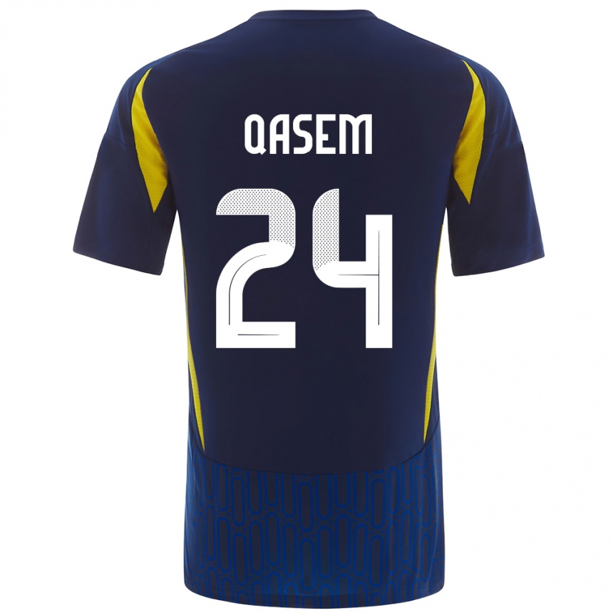 Hombre Fútbol Camiseta Mohammed Qasem #24 Azul Amarillo 2ª Equipación 2024/25 Perú