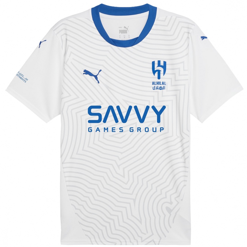 Hombre Fútbol Camiseta Saud Abdulhamid #66 Blanco Azul 2ª Equipación 2024/25 Perú