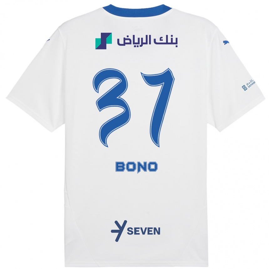 Hombre Fútbol Camiseta Bono #37 Blanco Azul 2ª Equipación 2024/25 Perú