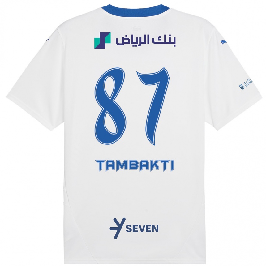 Hombre Fútbol Camiseta Hassan Tambakti #87 Blanco Azul 2ª Equipación 2024/25 Perú