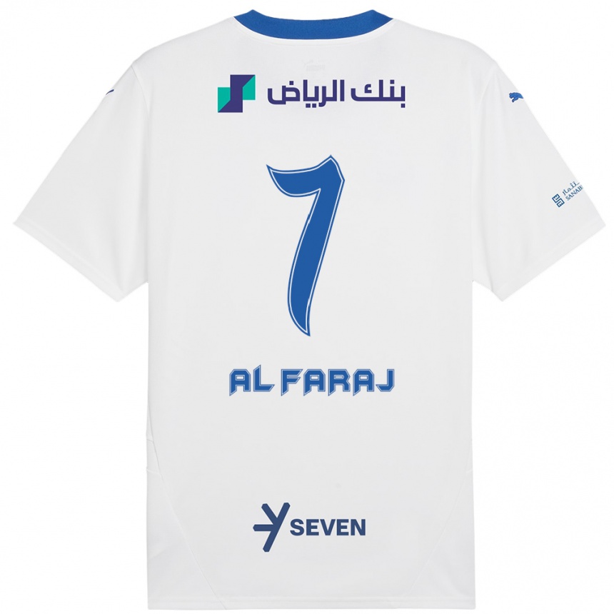 Hombre Fútbol Camiseta Salman Al-Faraj #7 Blanco Azul 2ª Equipación 2024/25 Perú