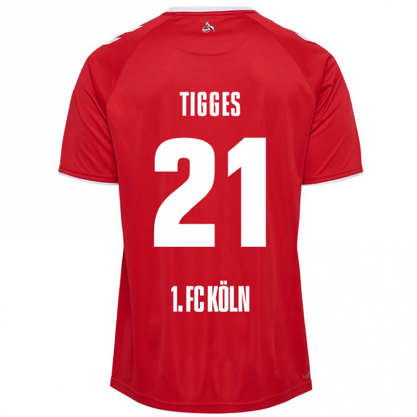 Hombre Fútbol Camiseta Steffen Tigges #21 Rojo Blanco 2ª Equipación 2024/25 Perú