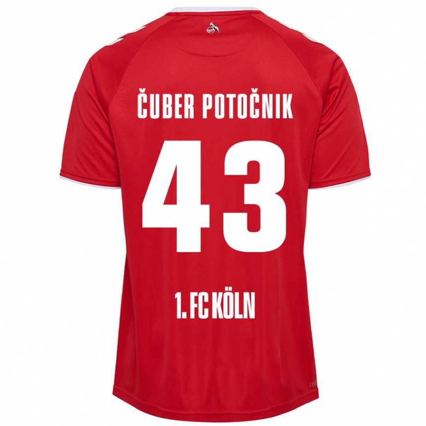 Hombre Fútbol Camiseta Jaka Cuber Potocnik #43 Rojo Blanco 2ª Equipación 2024/25 Perú