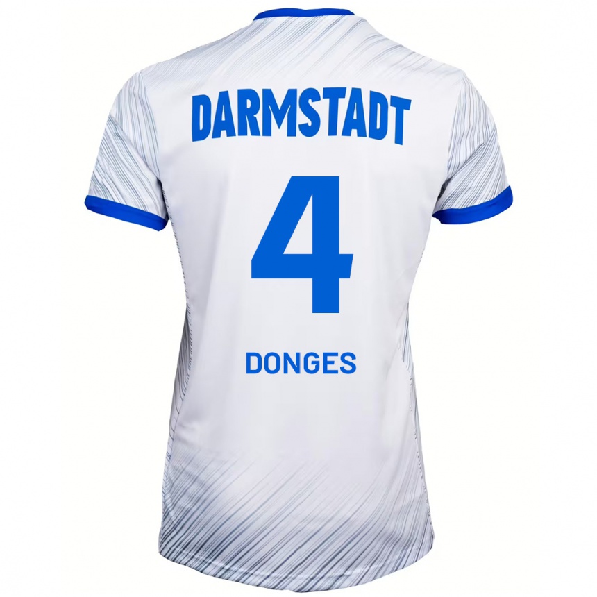 Hombre Fútbol Camiseta Julian Donges #4 Blanco Azul 2ª Equipación 2024/25 Perú