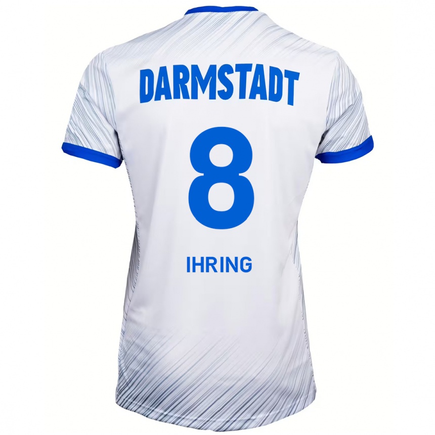 Hombre Fútbol Camiseta Janis Ihring #8 Blanco Azul 2ª Equipación 2024/25 Perú