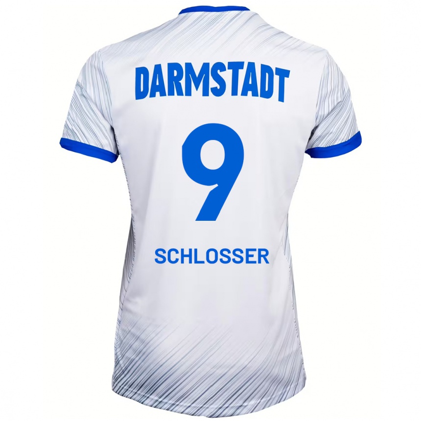 Hombre Fútbol Camiseta Mika Schlosser #9 Blanco Azul 2ª Equipación 2024/25 Perú