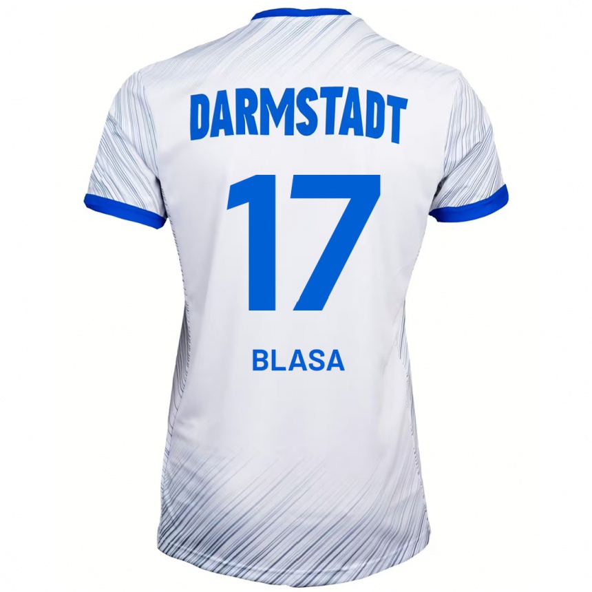 Hombre Fútbol Camiseta Keanu Blasa #17 Blanco Azul 2ª Equipación 2024/25 Perú