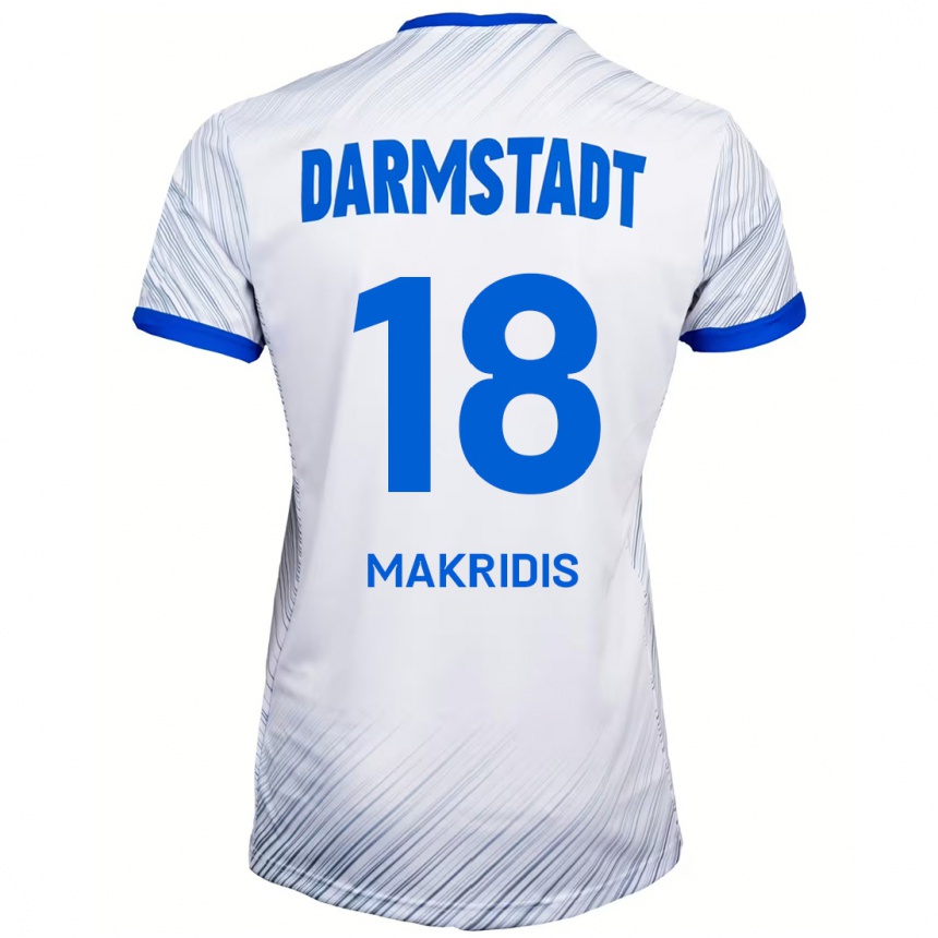 Hombre Fútbol Camiseta Georgios Makridis #18 Blanco Azul 2ª Equipación 2024/25 Perú