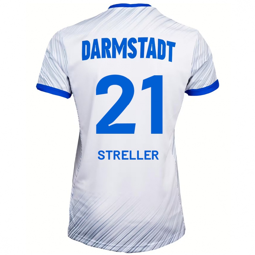 Hombre Fútbol Camiseta Till Streller #21 Blanco Azul 2ª Equipación 2024/25 Perú