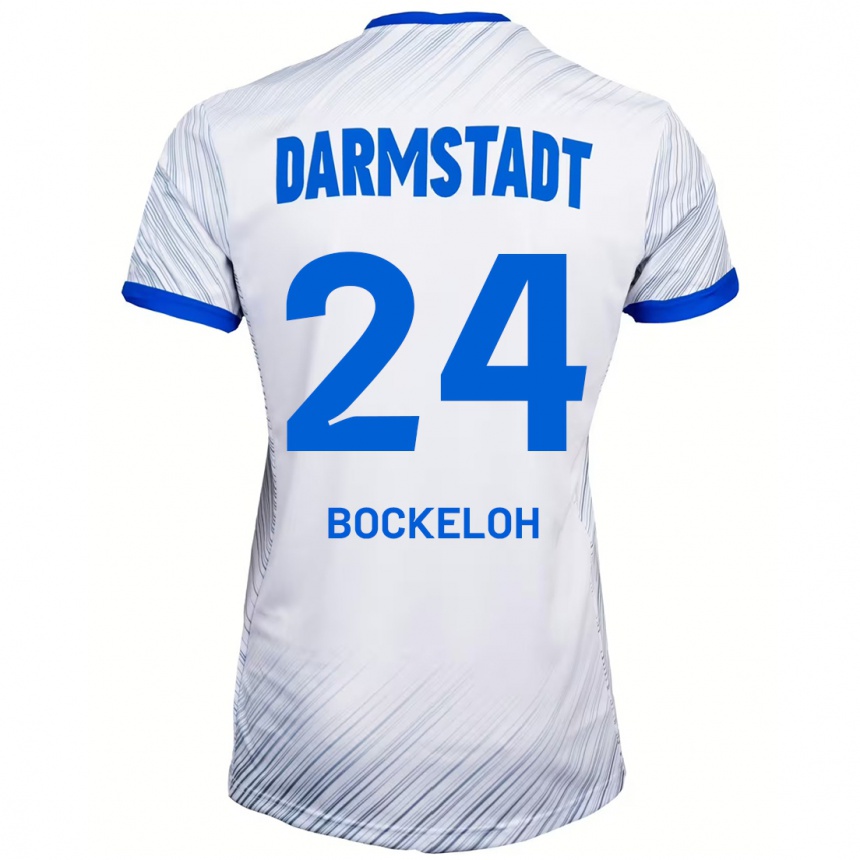 Hombre Fútbol Camiseta Leonhard Bockeloh #24 Blanco Azul 2ª Equipación 2024/25 Perú