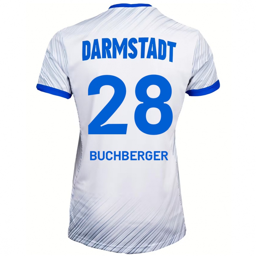 Hombre Fútbol Camiseta Jonas Buchberger #28 Blanco Azul 2ª Equipación 2024/25 Perú