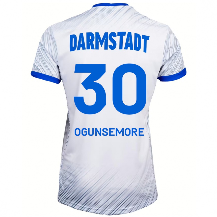 Hombre Fútbol Camiseta Malakai Ogunsemore #30 Blanco Azul 2ª Equipación 2024/25 Perú