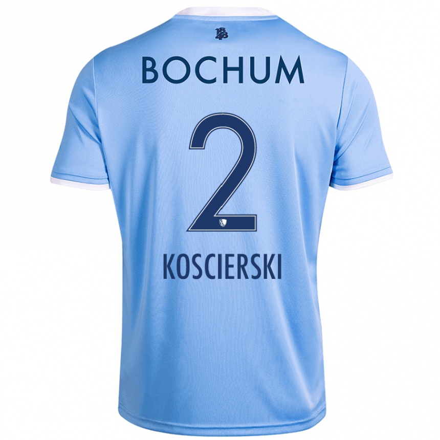 Hombre Fútbol Camiseta Kacper Koscierski #2 Azul Cielo 2ª Equipación 2024/25 Perú