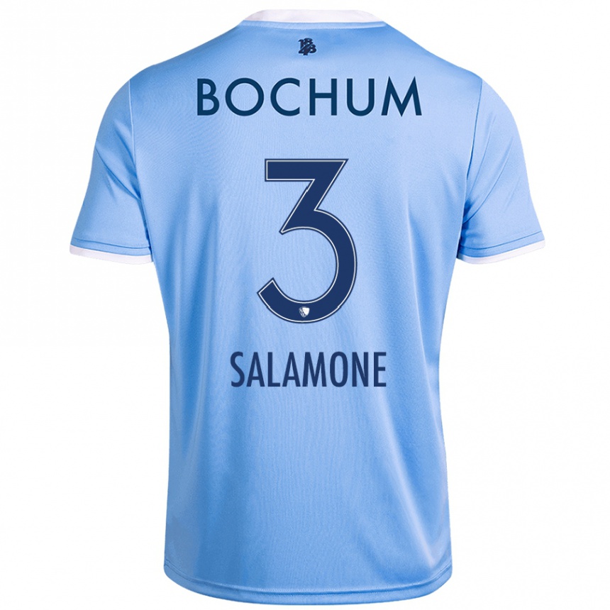 Hombre Fútbol Camiseta Elia-Giona Salamone #3 Azul Cielo 2ª Equipación 2024/25 Perú