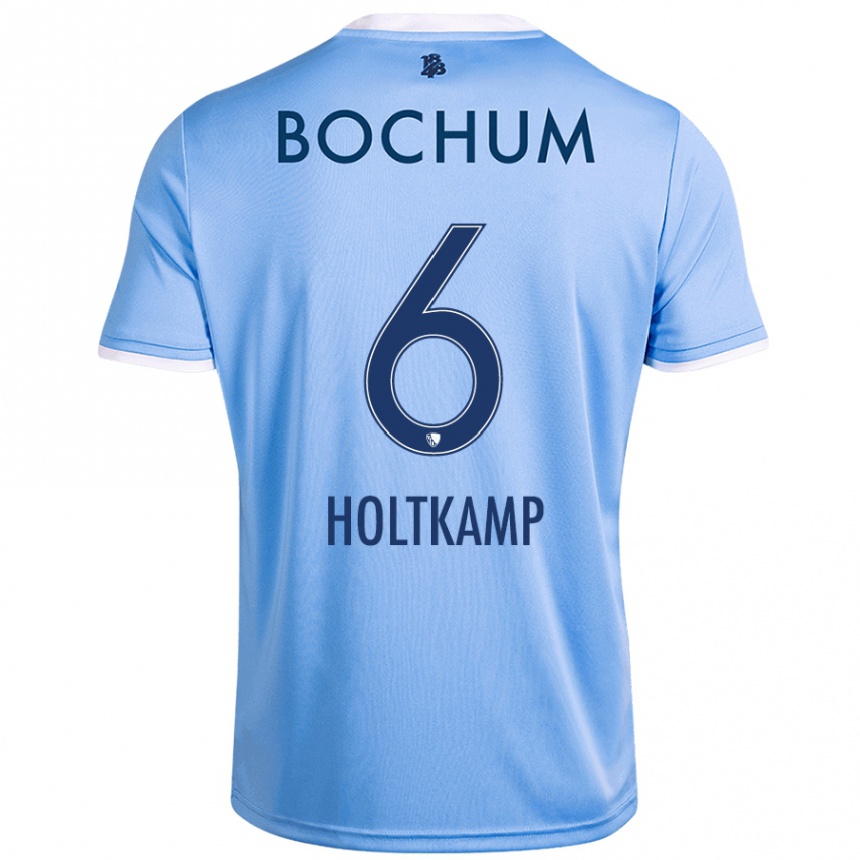 Hombre Fútbol Camiseta Lars Holtkamp #6 Azul Cielo 2ª Equipación 2024/25 Perú