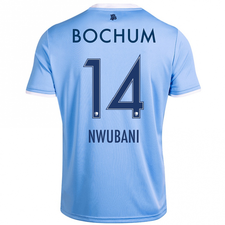 Hombre Fútbol Camiseta Keleb Nwubani #14 Azul Cielo 2ª Equipación 2024/25 Perú