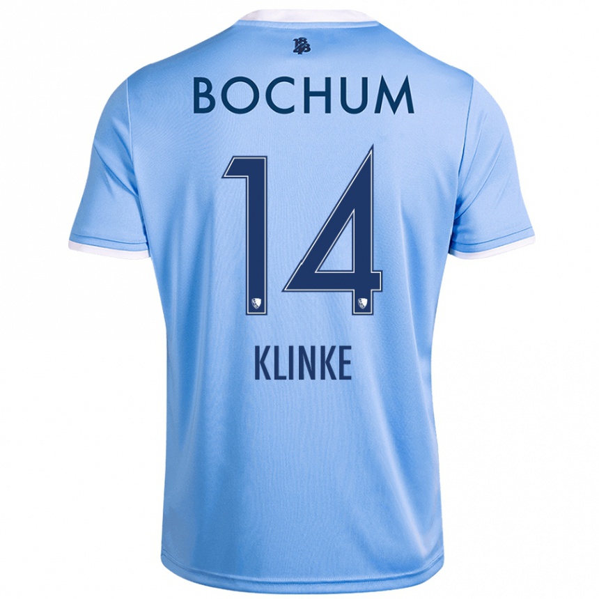 Hombre Fútbol Camiseta Niklas Klinke #14 Azul Cielo 2ª Equipación 2024/25 Perú