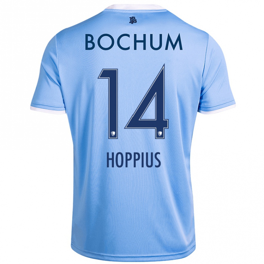 Hombre Fútbol Camiseta Dörthe Hoppius #14 Azul Cielo 2ª Equipación 2024/25 Perú