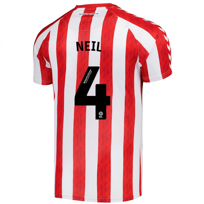 Mujer Fútbol Camiseta Dan Neil #4 Rojo Blanco 1ª Equipación 2024/25 Perú