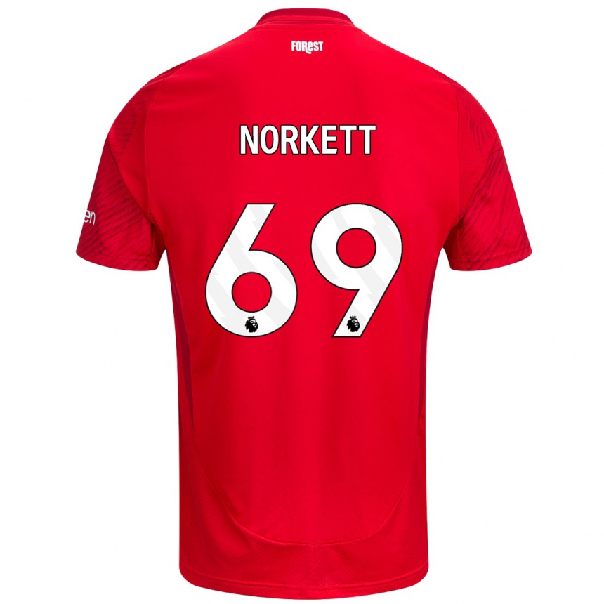 Mujer Fútbol Camiseta Manni Norkett #69 Rojo Blanco 1ª Equipación 2024/25 Perú