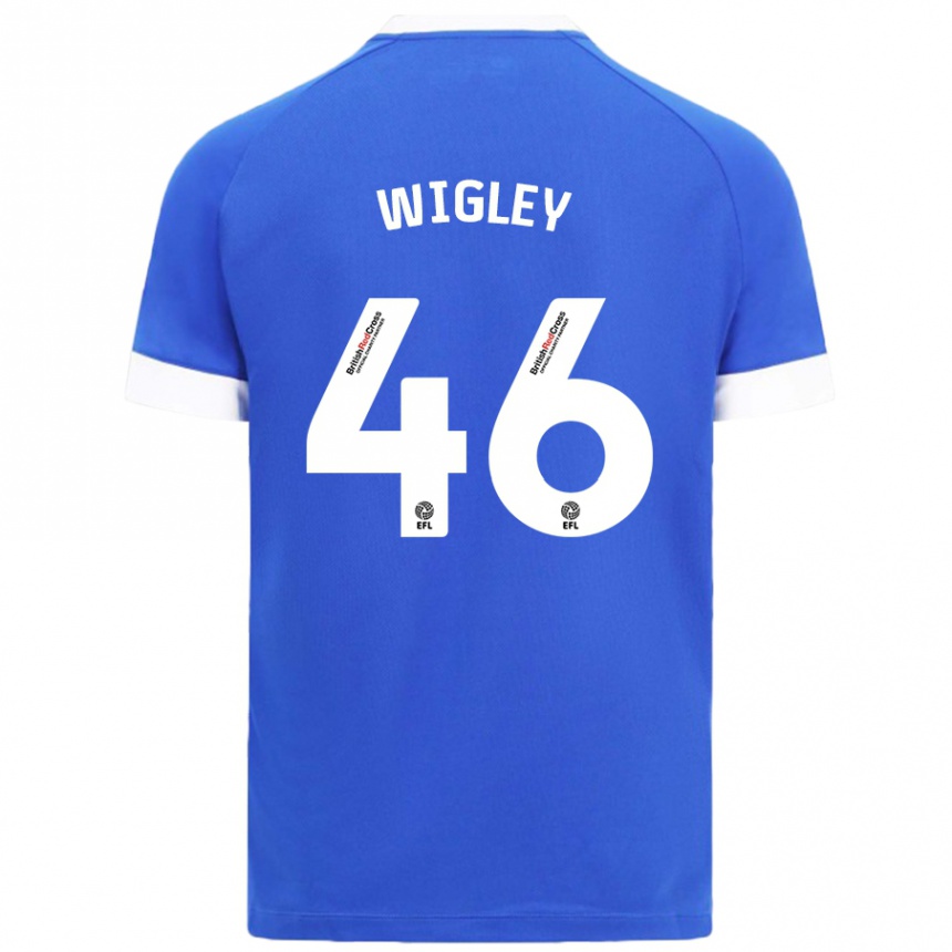 Mujer Fútbol Camiseta Morgan Wigley #46 Azul Cielo 1ª Equipación 2024/25 Perú