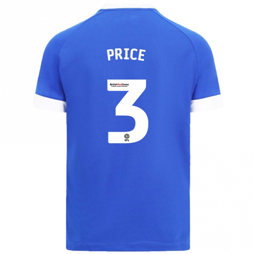 Mujer Fútbol Camiseta Ffion Price #3 Azul Cielo 1ª Equipación 2024/25 Perú