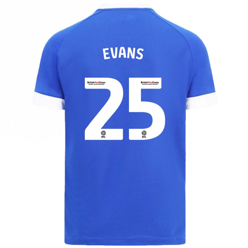 Mujer Fútbol Camiseta Kieron Evans #25 Azul Cielo 1ª Equipación 2024/25 Perú