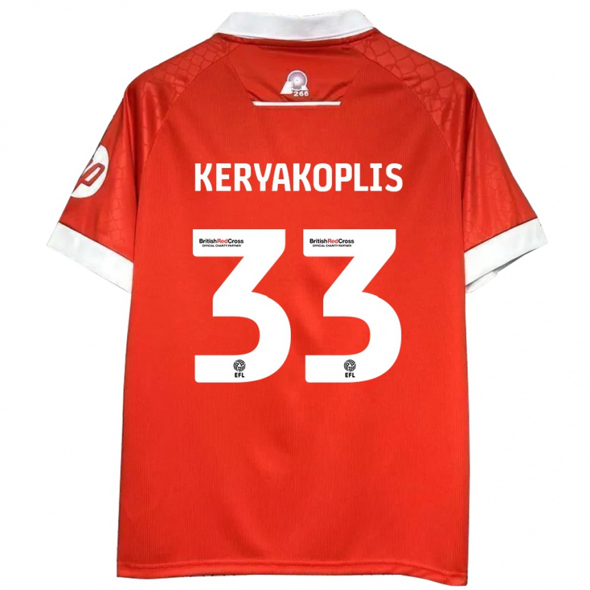 Mujer Fútbol Camiseta Hannah Keryakoplis #33 Rojo Blanco 1ª Equipación 2024/25 Perú