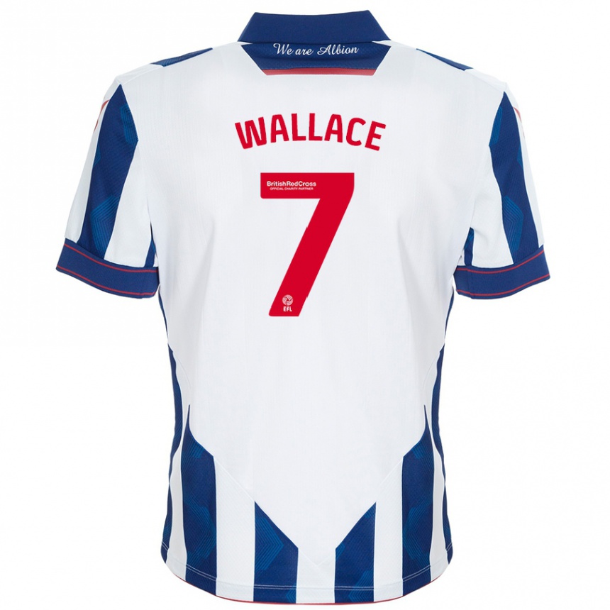 Mujer Fútbol Camiseta Jed Wallace #7 Blanco Azul Oscuro 1ª Equipación 2024/25 Perú