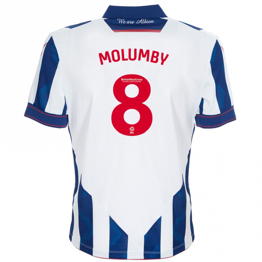 Mujer Fútbol Camiseta Jayson Molumby #8 Blanco Azul Oscuro 1ª Equipación 2024/25 Perú